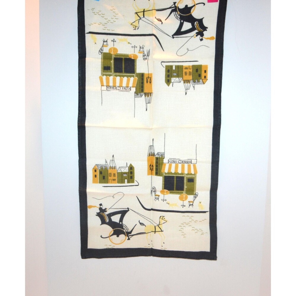 1950s Tea Towel Prints Charming Rare Shop Fronts